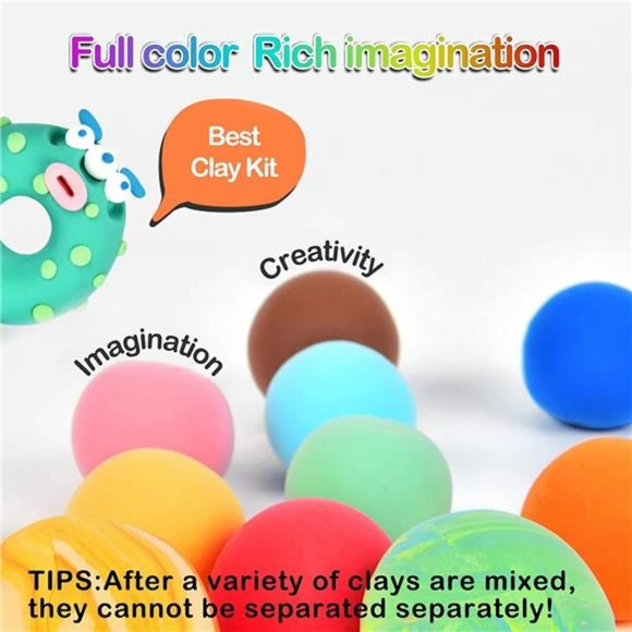 50 Colors Air Dry Clay, Modeling Clay for Kids with Play Mat & 3 Sculpting Tool - Picture 4 of 7